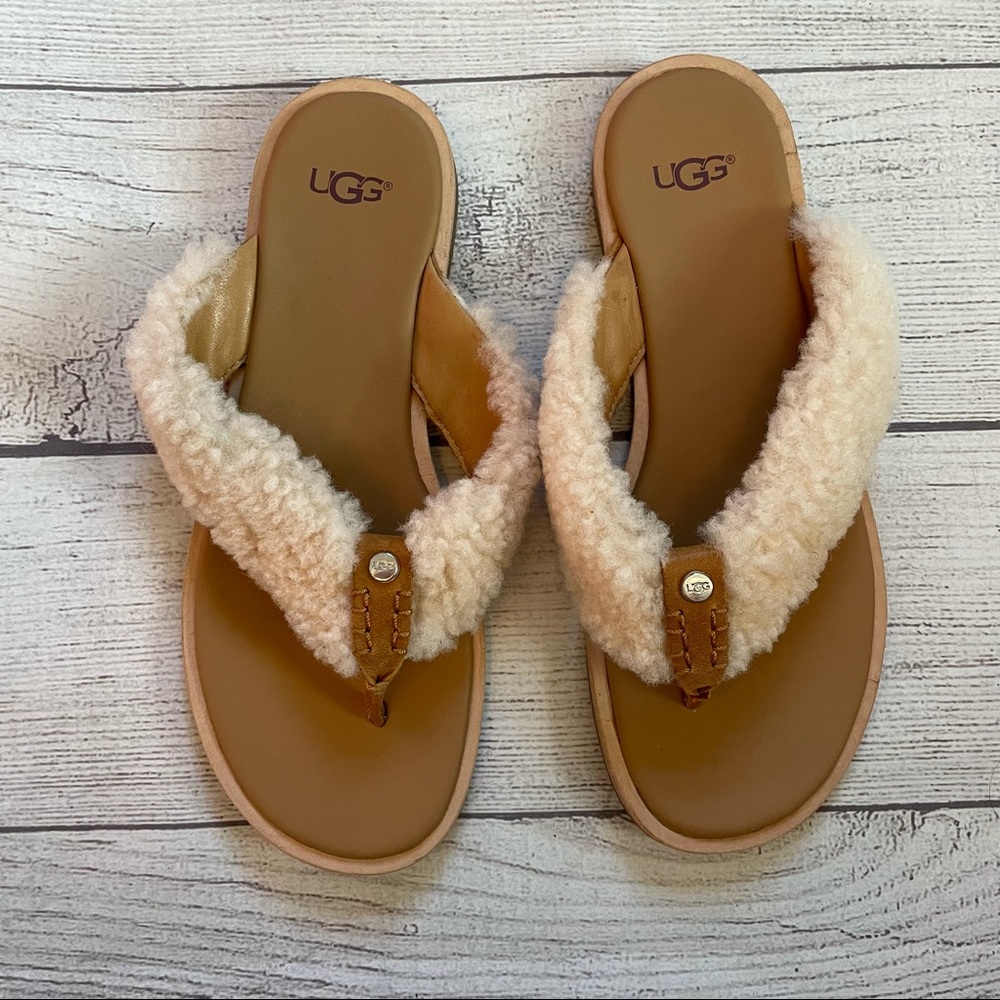 Ugg - Alicia Shearling Flip Flops - size 6